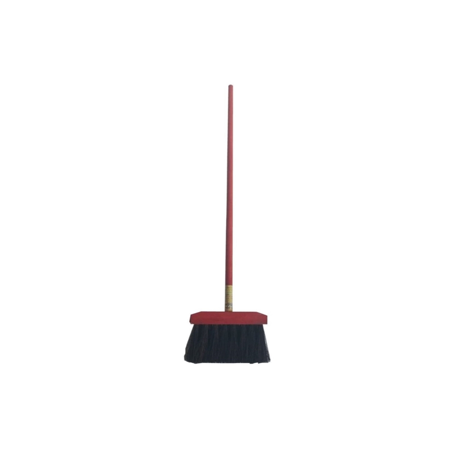 Escoba Madera Cerdas Duras Roja 35 cm Mega Industrial