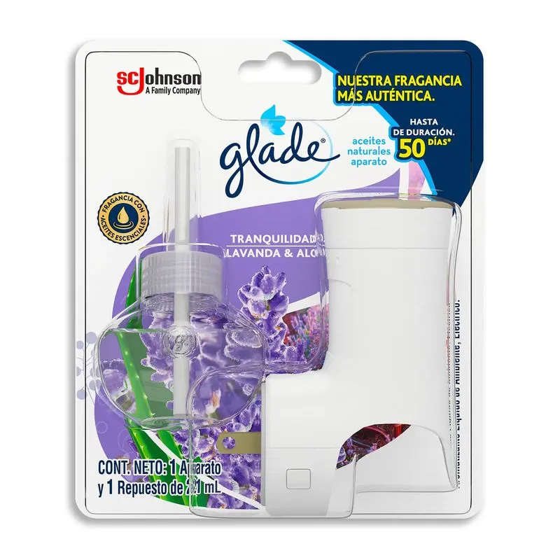 Ambiental Aceites Naturales Lavanda&Aloe Dispensador con Repuesto Glade