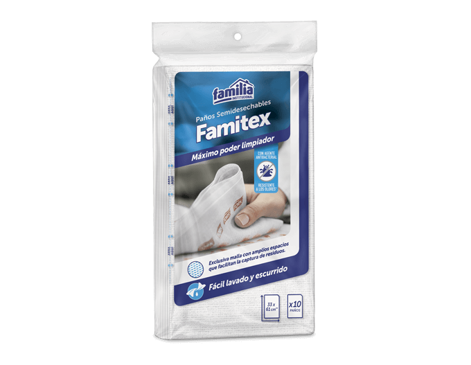 Paño Reutilizable Famitex Blanco Doblado Paq 10 paños Tork
