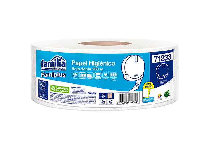 Papel Higienico Blanco Hoja Doble Precortado Rollo de 250 m Empaque individual Tork