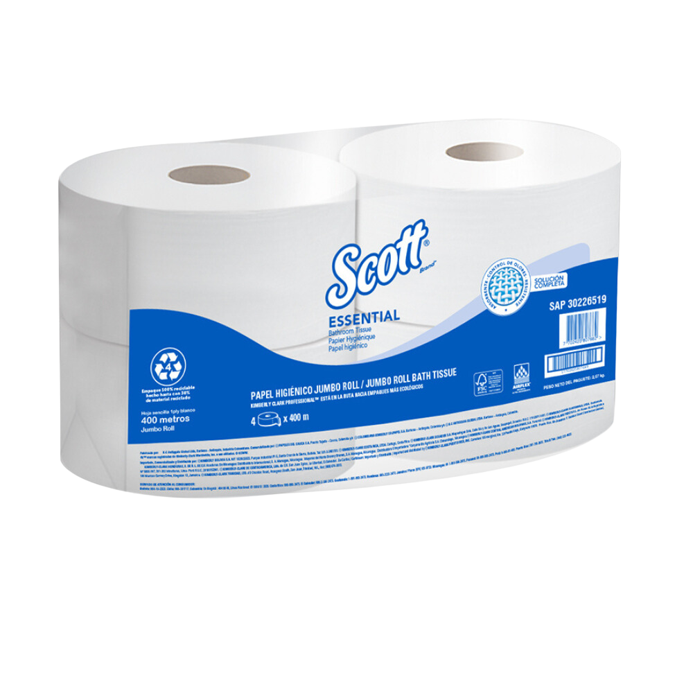 Papel Higienico Blanco Hoja Sencilla AirFlex Rollos de 400 m Scott KCP