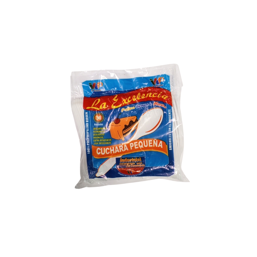 Cuchara Plástica Pequeña Blanca Paq x 50 uds La Excelencia