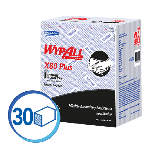 [30243107] Paño Reutilizable Azul Doblado X80 Paq 30 paños Wypall