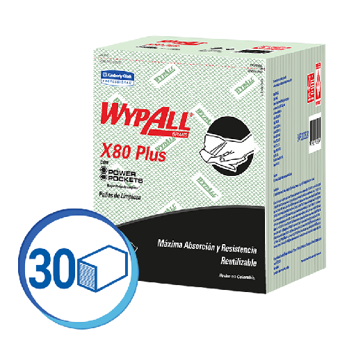 [30243106] Paño Reutilizable Verde Doblado X80 Paq 30 paños Wypall