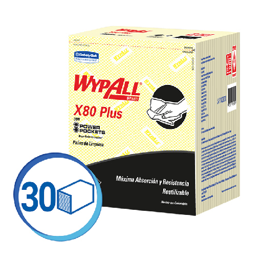 [30243096] Paño Reutilizable Amarillo Doblado X80 Paq 30 paños Wypall