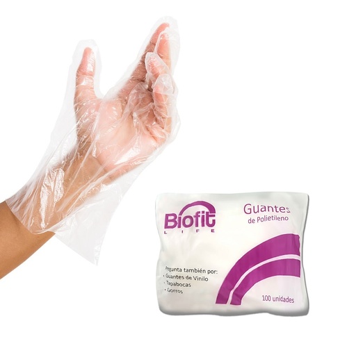 [ITM000000284] Guantes Plasticos Transparentes Paq x 100 uds BioFit