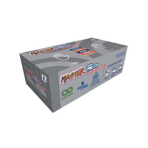 [ITM000000308] Guante MasterPro Latex Negro talla L Caja x 20 Pares Master