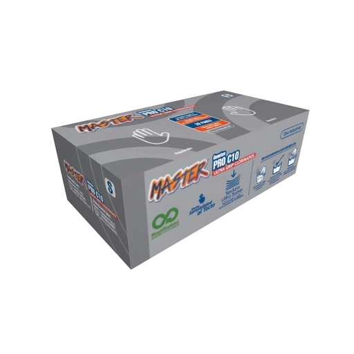 [ITM000000309] Guante MasterPro Latex Negro Calibre 10 talla S Caja x 20 Pares Master