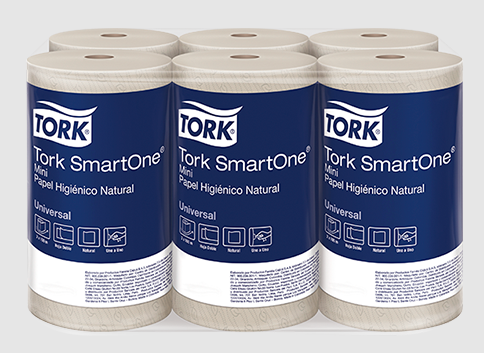 [71612] Papel Higienico NATURAL Hoja Doble Precortada SmartOne MINI Pack x 2 Rollos de 100 m Tork