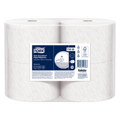 [200045-BLT] Papel Higienico BLANCO Hoja Doble Precortada SmartOne Rollos de 200 m Tork (Bulto x 4 rollo)