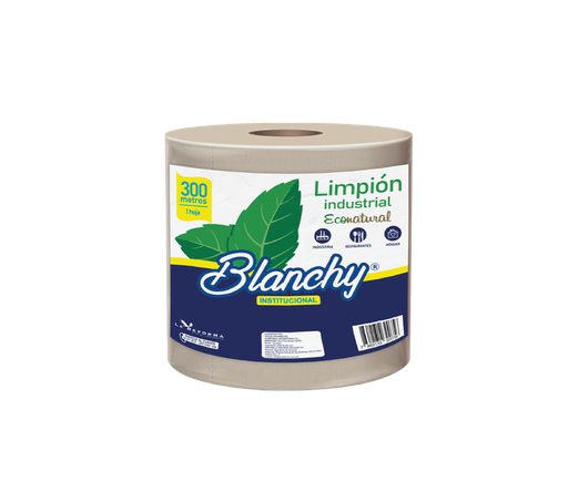 [ITM000001189] Limpion Industrial Natural Sin Precortado Hoja Doble Pack x 2 Rollos 300 m Blanchy